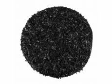 Homescapes tapis shaggy cuir dallas noir 150 cm round