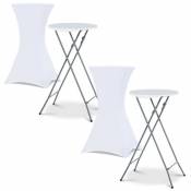 Idmarket - Lot de 2 tables hautes pliantes 105 cm et 2 housses blanches - Multicolore