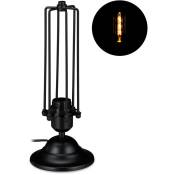 Lampe de table style industriel, élancée, en métal, design vintage, douille E27, 33 x 13 cm, noire - Relaxdays