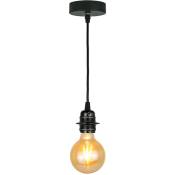 Lampe suspension design en métal noir Compatible ampoule