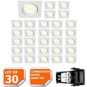 Lampesecoenergie - Lot de 30 spot encastrable orientable carré led smd gu10 230v blanc rendu environ 50w halogène