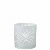 Lana Deco - Photophore en verre blanc avec motif étoile transparent - Blanc