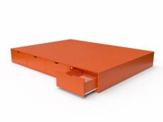 Lit double avec rangement tiroirs cube 140x200 orange