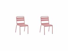 Lot de 2 chaises de jardin - acier - rose IRONCH2RZ