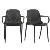 Lot de 2 chaises modernes en plastique durable noir