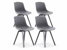 Lot de 4 chaises scandinave aluminium grises