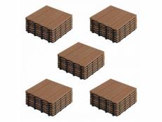 Lot de 40 dalles clipsables bois synthétique marron