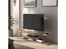 Meuble tv säffle 143 x 33 x 30 cm effet noyer chrome
