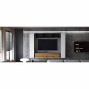Mpc Ensemble de 4 meubles suspendus noir mat / blanc laqué + chêne wotan