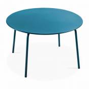 Oviala - Table de jardin ronde en acier bleu pacific