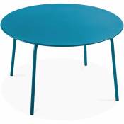 Oviala - Table de jardin ronde en acier bleu pacific