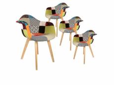 Patchwork - lot de 4 fauteuils scandinaves multicolore