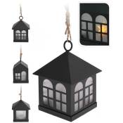Petite Lanterne Maison Led 6x8cm Noire 1xcr2032