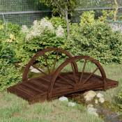 Pont de jardin avec demi-roue 99x50x38 cm bois de sapin