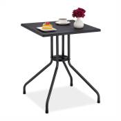 Relaxdays Table de jardin carrée, aspect bois, plastique et métal, H x L x P : 75 x 61 x 61 cm, balcon & terrasse, noire