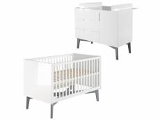 ROBA Set de meubles "Retro 2" – lit bébé évolutif + commode à langer – blanc/gris