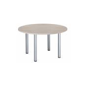 Sans Marque - Table ronde 120 cm plateau chêne gris pieds tube aluminium Essens - Maxiburo - Aluminium
