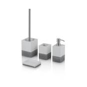 Set d'accessoires de salle de bain 4 pièces en résine blanc/gris