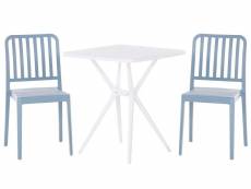 Set de bistrot avec table et deux chaises bleu et blanc