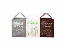 Shop-story - recycling bags : lot de 3 sacs de recyclage écologique capacité 50 litres