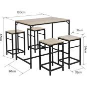 Sifree - Ensemble table de bar bistrot + 4 chaises