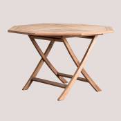 Sklum - Table de jardin pliante octogonale en bois de teck (Ø120 cm) Pira bois de teck bois de teck