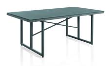 Table aluminium taupe et verre trempé pierre gris taupe 180x100 cm