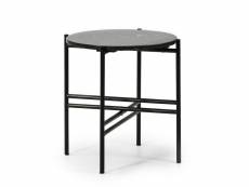 Table basse ronde bombai avec plateau en marbre noir et pieds métalliques en noir mat/diamètre: 41cm
