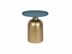 Table d'appoint design ronde en métal doré et plateau