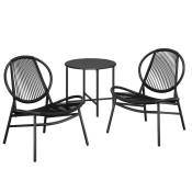 Table d'appoint et 2 chaises chaises acapulco noir