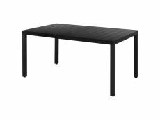 Table de jardin noir 150 x 90 x 74 cm aluminium et wpc 42791