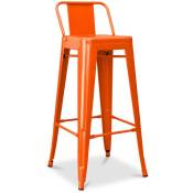 Tolix Style - Tabouret de bar avec dossier - Design industriel - 76cm - Nouvelle édition - Stylix Orange - Acier, Metal - Orange