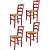 Tommychairs - Set 4 chaises venezia pour cuisine, bar et salle à manger, robuste structure en bois de hêtre peindré en couleur aniline rouge et