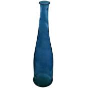 Vase long Uly en verre recyclé bleu orage H80cm Atmosphera
