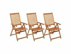 Vidaxl chaises pliables de jardin 3 pcs avec coussins bois d'acacia 3064092