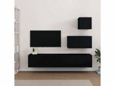 Vidaxl ensemble de meubles tv 4 pcs noir bois d'ingénierie