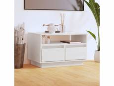 Vidaxl meuble tv blanc 60x35x37 cm bois de pin massif