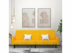 Canapé-lit astucieux à 2 places jaune velours - 220 x 84,5 x 69