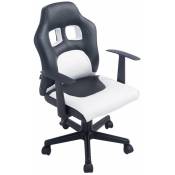 Décoshop26 - Fauteuil chaise de bureau pour enfant en synthétique blanc hauteur réglable
