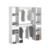Dressing Kit dressing artic ekipa - Décor mélaminé blanc - 2 penderies + 2 tiroirs - L176 x P40 x H180 cm -Fabriqué en France
