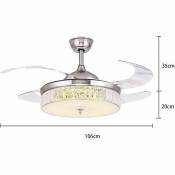 Etoile - Ventilateur de plafond avec éclairage et télécommande 42 pouces led Fan Lampe Industrial Retro Lampe 4 ailes rétractables Ventilateur de