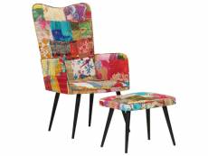 Fauteuil relax avec repose-pieds - fauteuil salon - multicolore toile patchwork meuble pro frco84931