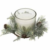 Feeric Christmas - Centre de table Bougie parfumée avec déco esprit de Noël 270 g Blanc