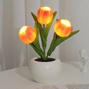 Fortuneville - Veilleuse led Tulipe avec Vase en Céramique