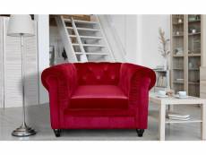 Grand fauteuil chesterfield velours rouge