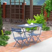 Hofuton Salon de Jardin Bistrot Table et 2 Chaises Pliantes en Acier Bleu