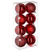 Kit de 8 boules de Noël - 70 mm - Rouge