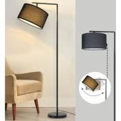 Lampadaire salon noir lampadaire lampadaire tissu design décoration moderne lampe de lecture douille E27 max 40W lampadaire avec interrupteur au pied