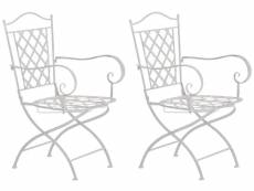 Lot de 2 chaises de jardin pliables adara en fer , blanc antique