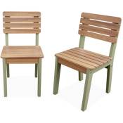 Lot de 2 chaises en bois d'acacia pour enfant. salon de jardin enfant vert de gris. intérieur / extérieur - Vert de gris